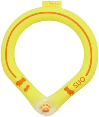 SUO(R) 公式 2025年 Made ln Japan 特許取得済 デコレ 28°ICE line ボタン付 肉球 (イエロー, SSB) 首掛け バンド ネック クールネック 解熱 熱中症予防 室内 スポーツ アウトドア 首もと冷却 冷感 暑さ対策 アイスリング かわいい 冷たい 瞬間ひんやり 保冷剤 公園 COOL 犬 猫 ペット