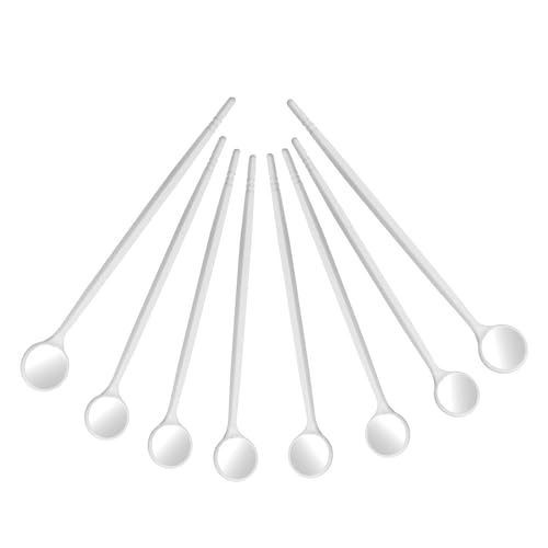 Permotary 50 PCS Oral Mirrors Disposable Dental Exam Mirrors Professional Dental Teeth Dentist Mirrors Plastic Dental Mouth Mirror (White)