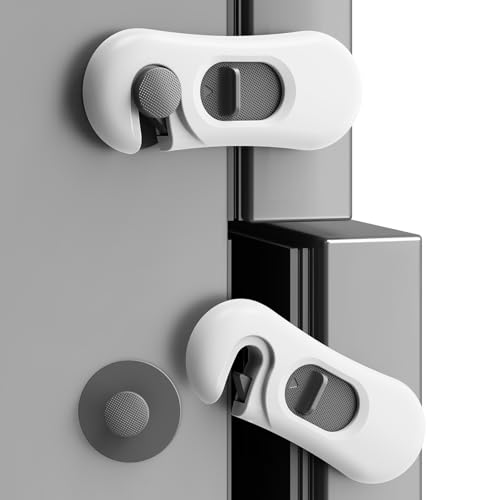 YCAIGKG Fridge Lock 5PCS Upgraded Child Proof Refrigerator/Fridge/Freezer/Oven/Cabinet/Drawer Door Locks for Toddlers and Kids Durable ABS with Adhesive Backing No Tools Need or Drill White