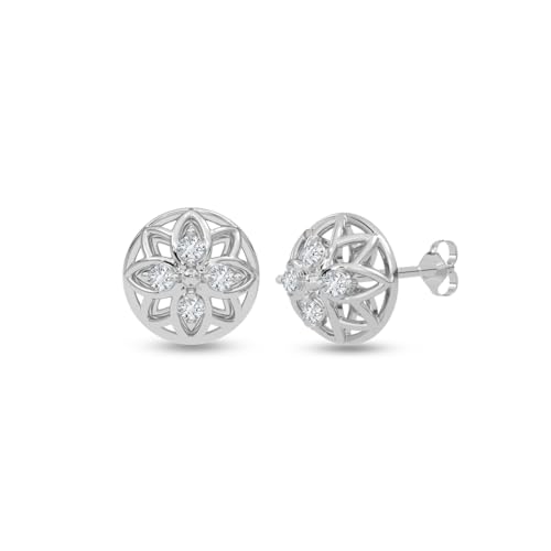 Image of CLARA 925 Sterling Silver Stud Earrings | Platinum Plated | Daily Wear |Gift for Women and Girls