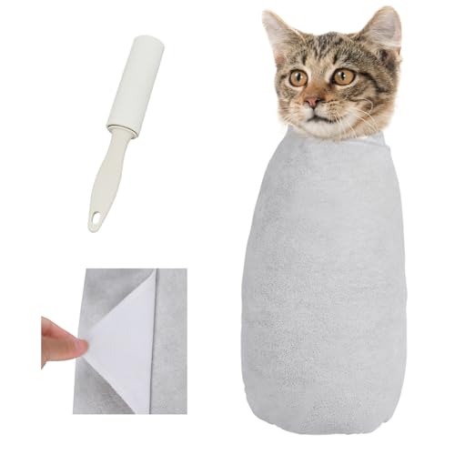 Image of Supet Cat Wrap for Cutting Nails, Self-Adhesive Cat Grooming Wrap, Anti-Scratch Cat Wrap for Grooming, Ideal for Medicine, Nail Clipping, Teeth Brushing, Ear Cleaning