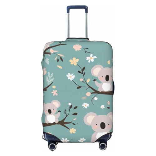 Cute Koala Floral Luggage Cover Elastic Washable Protector Anti-Scratch Travel Suitcase Covers With Concealed Zipper For 18-32 Inch Luggage Large