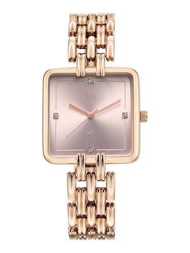 Fastrack Vyb Minimalist with Quartz Analog Pink Dial Rose Gold Alloy Strap Watch for Girls - FV60122WM01W