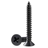 BNUOK 210PCS Wood Screws 1 Inch, #4 x 1 Black Screws, Black Dacromet Flat Head Phillips Self Tapping Suitable for Furniture, Woodworking