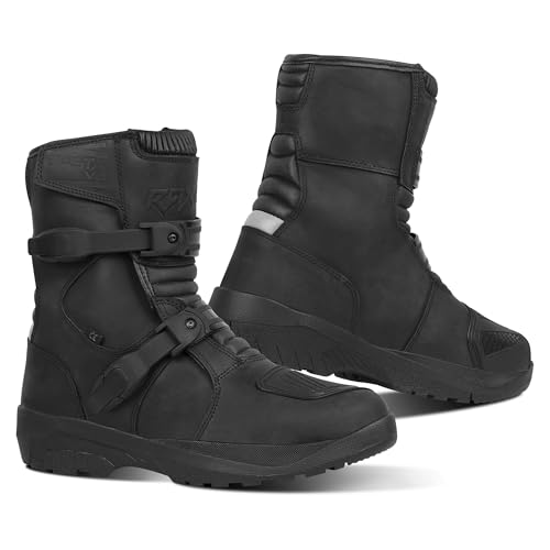 New Motorbike Adventure Boots Basta V2 Genuine Leather Motorcycle Waterproof Off Road On Road Men Women Shoes CE Approved (Black, uk_footwear_size_system, adult, men, numeric, medium, numeric_9)