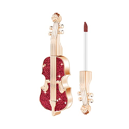 Long Lasting Lipstick Velvet Red Violin Lipstick Unique Violin Design Lipstick Durable Spray Liquid Lipstick With Gift Box（E-b