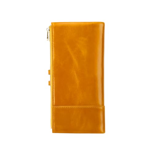 Image of Women's RFID Blocking Wallet Soft Leather Clutch Money Ladies Purse Slim Card Holder Organizer Zip Pocket (3013-Yellow)