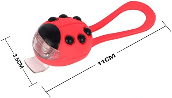 Silicone LED Ladybug Bicycle Front and Rear Lights,Waterproof and Road Safety,Creative Silicone Warning Lights,Mountain Bike Front and Rear Lights,Suitable for Children's Nighttime Cycling (F)