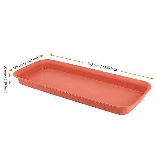 Mukchap 12 Pack 15.5 X 6.7 X 1.2 Inch Plastic Rectangular Plant Saucer Tray, Flower Pot Drip Trays For Indoor And Outdoor, Planter, Holding Water Drips And Soil, Terracotta Color #TOP1
