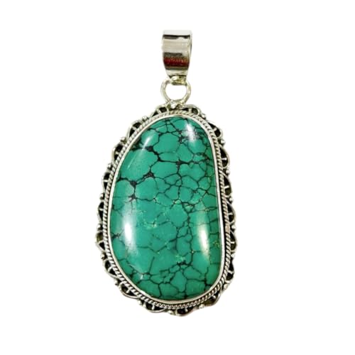 Pendentif vert turquoise argent 925 ethnique pour femme