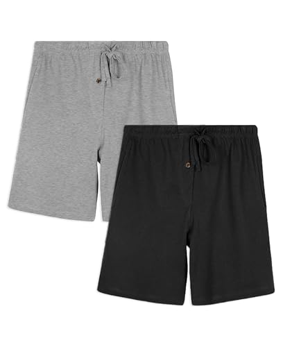 Image of Andrew Scott Men's Lounge Shorts | Drawstring & Pockets Cotton PJ-Sleep Short Bottoms | Multi Packs