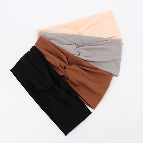 Image of DRESHOW 8 Pack Headbands for Women Yoga Knotted Headbands Elastic Criss Cross Hair Accessories Sports Head Wrap Non Slip