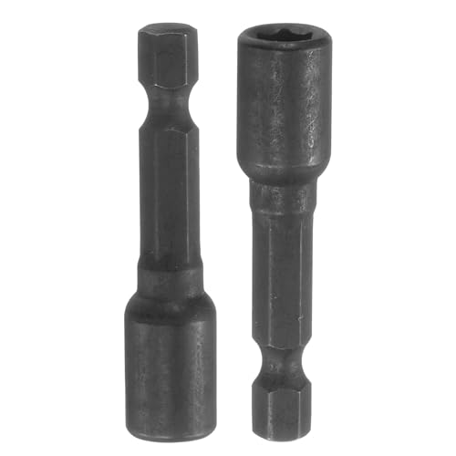 uxcell 2pcs 1/4" Hex Shank 6mm Magnetic Hex Socket 48mm Length, CR-V Steel Quick-Release Impact Driver Bit Socket Magnetic Nut Driver for Impact Drill Power Nut Setter Black