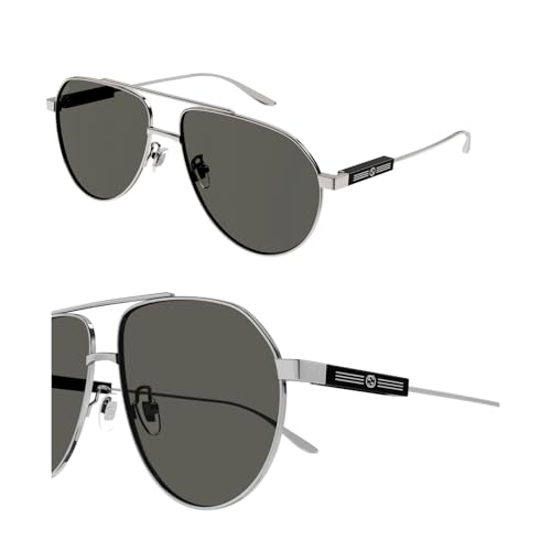 Image of Gucci GG1311S GG Interlocking Logo Pilot -Shaped Non-Polarized Sunglasses for Men - Includes Luxury Eyewear Kit - GUNMETAL Frame with GREY Lens