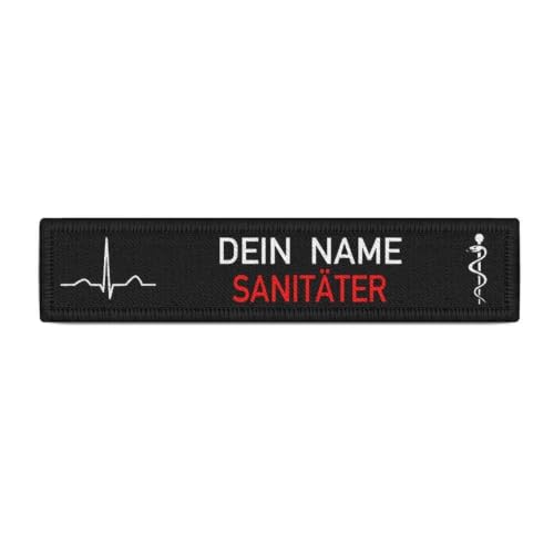 SANITÄTER Dein Name QRS Komplex Patch Herzlinie Feuerwehr...