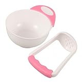 Hohopeti 1 Trituradora De Comida Para Bebe Tazón De Molino De Alimentos Triturador De Papas a Mano Triturador De Alimentos Para Niños Bebé Juego De Tazones Rosa Manejar