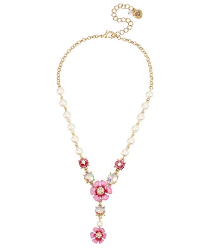 Betsey Johnson (GBG) Flower Y-Shaped Necklace, Pink (B08936-N03)