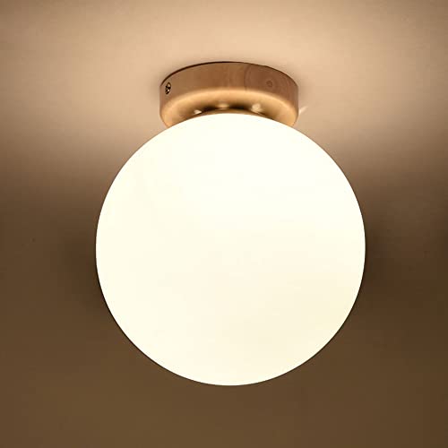 Plafonnier nordique moderne rond 24,9 cm en bois pour éclairage de cuisine et couloir