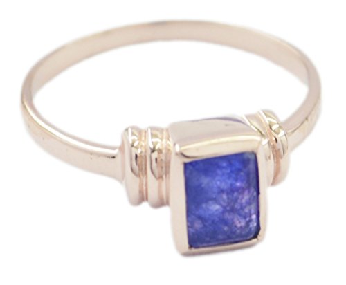 Bague en argent 925 plaqué or rose avec saphir bleu indien taille 57 RIYO Mignon