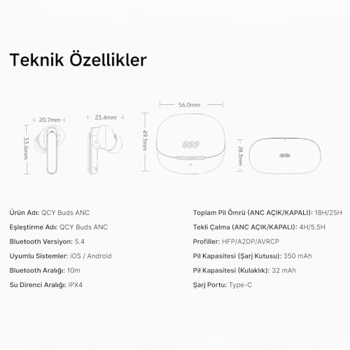 Image of QCY HT05 Pro Hybrid ANC Wireless Earbuds | Globally Leading Brand | Sleek Leather-Finish Design | 6-mic, 45dB Hybrid ANC | 9 EQs, Smart App, 25H Playtime, IPX4 (Dark Grey)