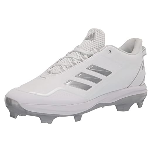 adidas Men's Icon 7 TPU Baseball Shoe, White/Silver Metallic/Black, 11