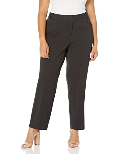 Rafaella Women's Plus Size Curvy Gabardine Slim Leg Stretch Dress Pant, 32-inch Inseam, Pull-on, with Pockets (Size 16-22)