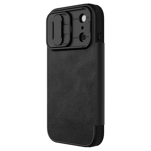 Image of Nilkin Wallet Flip Case for iPhone 17 Pro with Card Slot and Camera Slider, PU Leather Case Cover, All-Around Protection (Black, iPhone 17Pro)