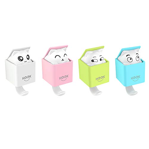 FORTREE Peek-A-Boo Coat Hooks Wall Mounted, 4 Pack Heavy Duty Wall Hooks