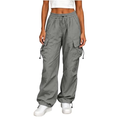 Women's Cargo Pants Drawstring Waist Wide Leg Utility Work Trousers - image 1