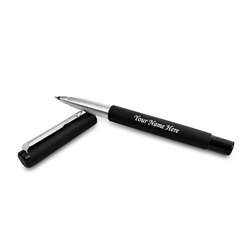 Image of SAVRI Personalized Parker Vector Roller Pen - Matte Black with Silver Clip - Custom Engraved Name - Stylish Customized Gifts for Men & Women - Anniversary, Valentine's Day & Exclusive New year gifts