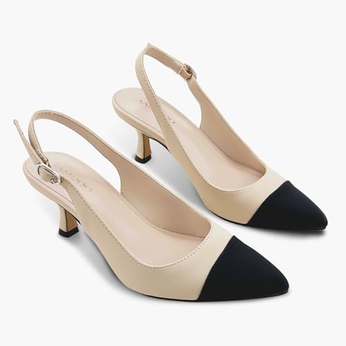 Women's Pointed Toe Heel Shoes,Slingback Heels with Adjustable Buckle,2.7IN Kitten Heels for Women,Ladies Dress Shoes for Wedding,Party4