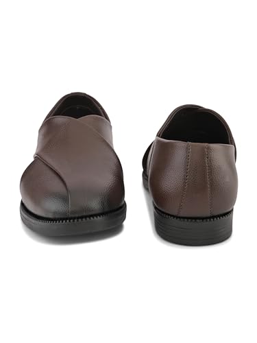 Image of STANPHORD Men Mojari Loafer Shoes | Traditional Ethnic Jutti Leather Look Slip-On | Cushioned | Wedding Party Festive Occasion Wear(TPAM 28009)