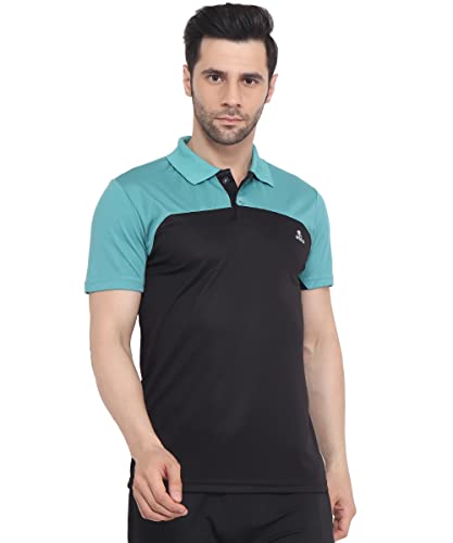 Image of Mens Polo Tshirt for Gym | Dual Tone Colour | Polyster Blended (M, Black)