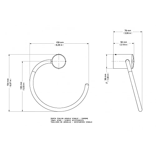 Porta Toalha Argola Single, Docol, Cromado