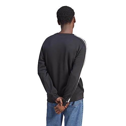 adidas Men's Essentials Fleece 3-Stripes Sweatshirt, Black, X-Large3