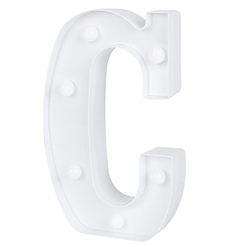Image of Restaurantware Illumify 5.2 x 1.2 x 8.7 Inch Light Up Letter 1 Durable Marquee LED Light - Letter C Touchproof White Plastic Party Light Keyhole Slot For Parties Weddings Or Special Events