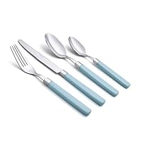 ANNOVA Edelstahl-Besteck-Set - farbige Griffe - Essgabeln, Salatgabeln, Tafelmesser, Esslöffel, Teelöffel (Türkis, 16 Stück) – Ansicht 9