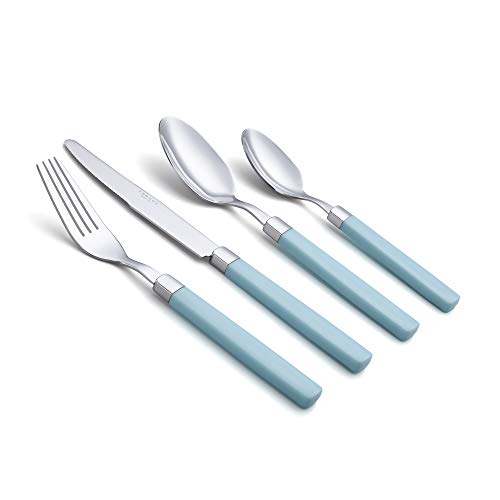 Annova 24 Pieces Stainless Steel Flatware/Cutlery Set - Color Handles - 6 X Dinner Forks, 6 X Dinner Knives, 6 X Dinner Spoons, 6 X Dessert Spoons - Service For 6 (Turquoise, 24 Pieces) #TOP1