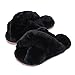 Fadezar Kinder Hausschuhe Mädchen Plüsch Flauschig Warme Schlappen Weiche Offener Zeh Slippers für Mädchen Schwarz 33/34 (Etikettengröße 34/35