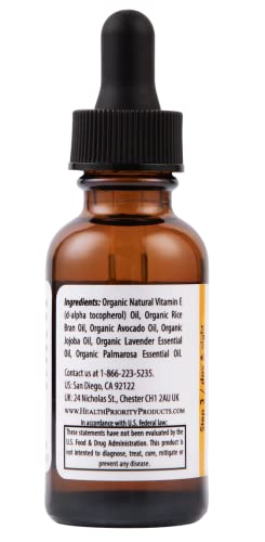 Organic Vitamin E Oil For Skin & Scars |100% Pure Natural Vitamin E Serum Hand Made In South Carolina | 15000 Iu Vitamin E For Face & Hair| Non-Gmo, Gluten & Cruelty Free, Vegan | Lavender 1 Fl Oz #TOP6