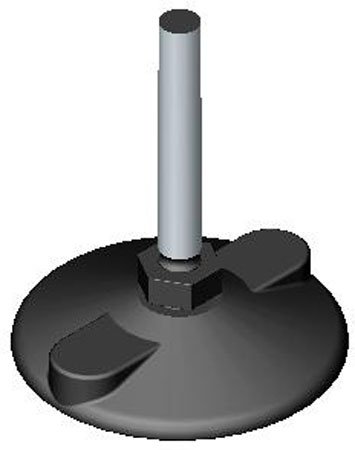 3.85 dia., 5/8-11 thds., 7.60 Lg., 2600 Lbs max load, Inch Stud Style Nylon Leveling Pads, Stainless Steel w/Lag Screw Holes (1 Each)