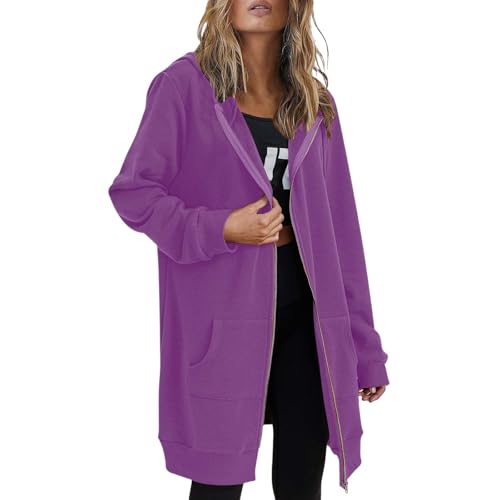 Long Hoodies for Women Zip Up Tunic Sweatshirts Casual Oversized Fleece Jacket Fall Coats with Pocket 2025