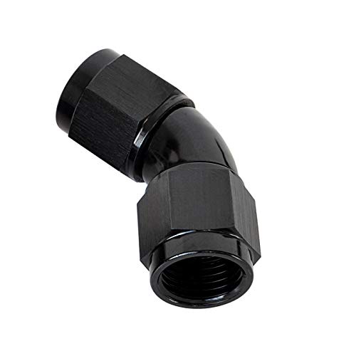 Ac Performance Aluminum 45 Degree -12 An Female To 12An Female One Piece Full Flow Hose Coupler Fitting An12 Double Swivel Pipe Connector, Black #TOP9