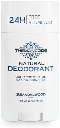 THEMANCODE Deodorant Men Sandalwood, Valentines Day Gift for Him, Deodorant Stick for Powerful Odor Control and Sensitive Skin Friendly, 76.5g