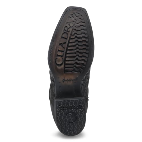 Image of Cuadra Men's Bovine Leather Woven Boot Brown Side Zip
