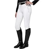 RUWLFE Reithose, rutschfeste Silikon, Stretch, for Erwachsene, tägliche Trainingshose FüR Damen(White,L)