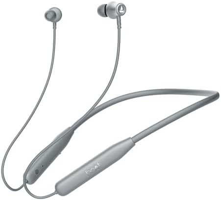 Boat Rockerz 111, 40H Battery, Dual Pair, ENx Tech, Low Latency, Fast Charge, IPX5, Stream Ad Free Music via App Support, Bluetooth Neckband, in Ear Wireless with Mic Earphones (Ash Grey)