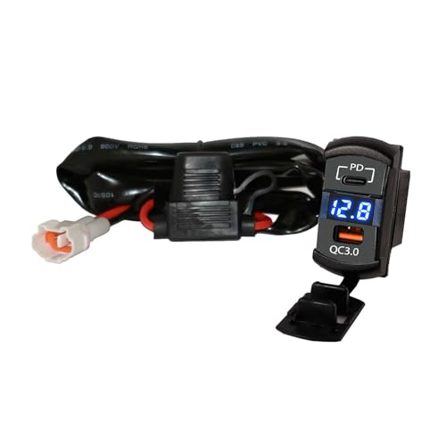 3.0 USB Type C Port Outlet with Voltmeter Plug & Play Rocker Switch Fit Yamaha Wolverine RMAX2/4 X2/X4 2018-2026 Fast Charger Waterproof