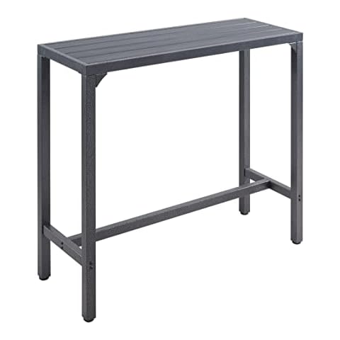 TMEE Outdoor Bar Table Patio High Pub Table 55”L Counter Height Table with Waterproof Top and Sturdy Metal Frame for Hot Tub/Poolside/Garden/Balcony/Hallway/Bistro, Rectangle, Black Cover
