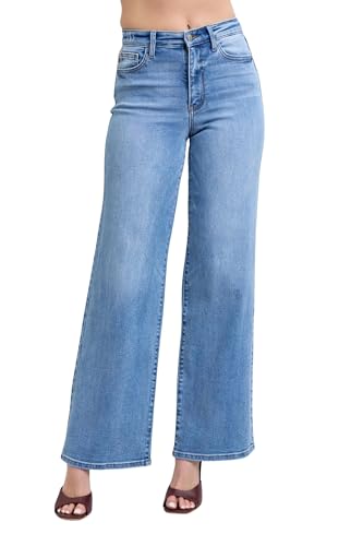 Judy Blue Women's High-Rise Vintage Wash Retro Wide Leg Jeans